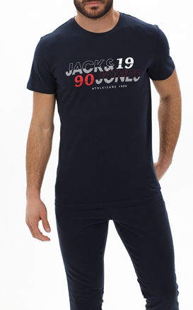 JACK & JONES-Ανδρικό t-shirt JACK & JONES 12222878 JJWORK ναυτικό μπλε